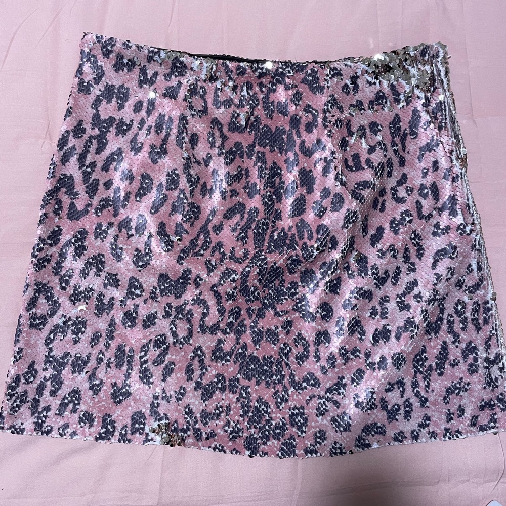 Free People Pink and Black Sequin Mini Skirt
